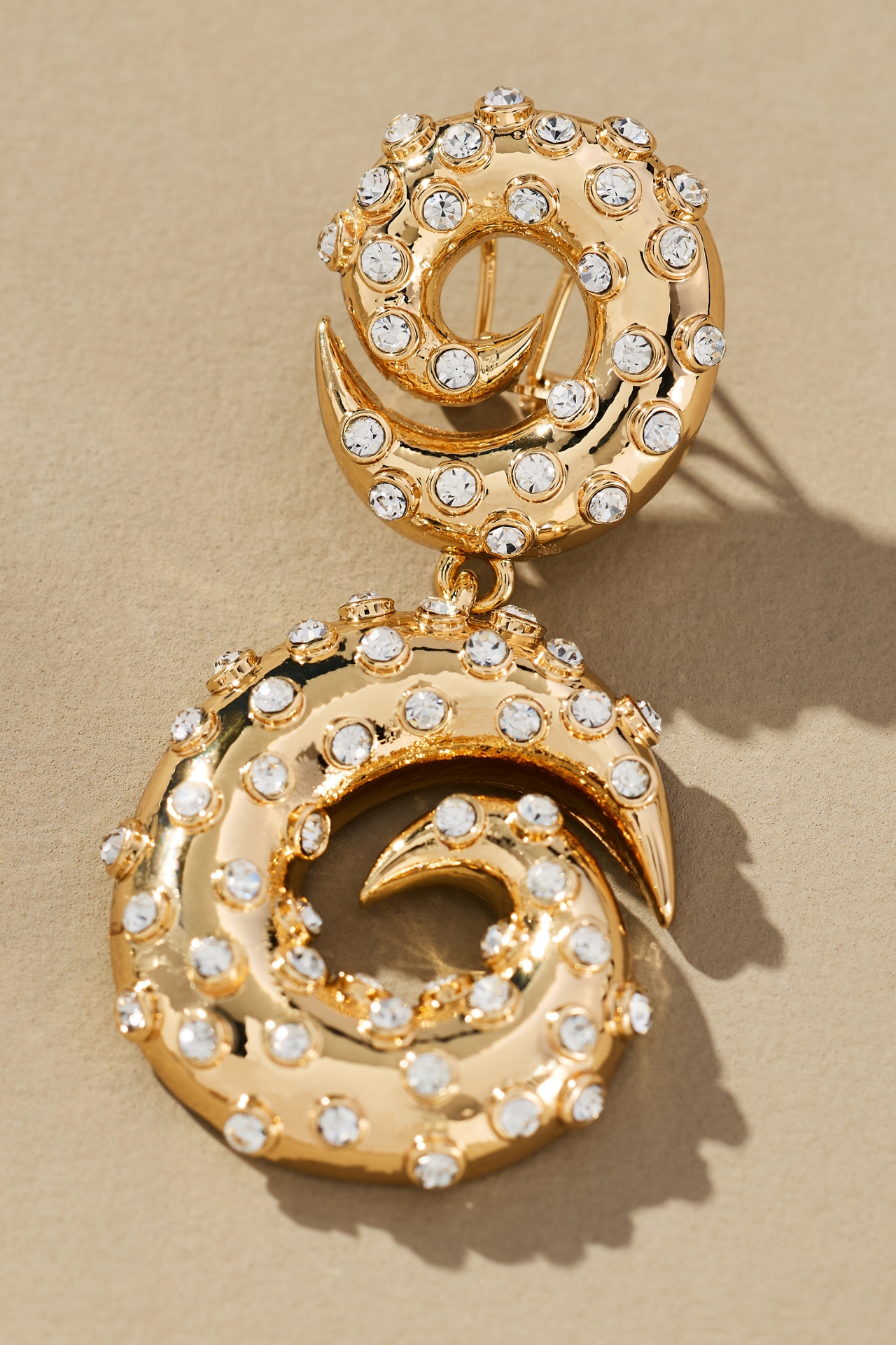 Double Swirl Crystal Drop Earrings