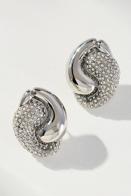 By Anthropologie Contrast Curved Teardrop Post Earrings In Metallic