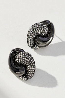 By Anthropologie Contrast Curved Teardrop Post Earrings In Black