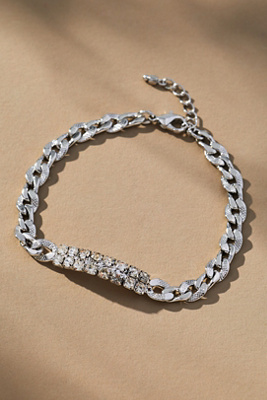By Anthropologie Crystal Chain Bracelet In Silver