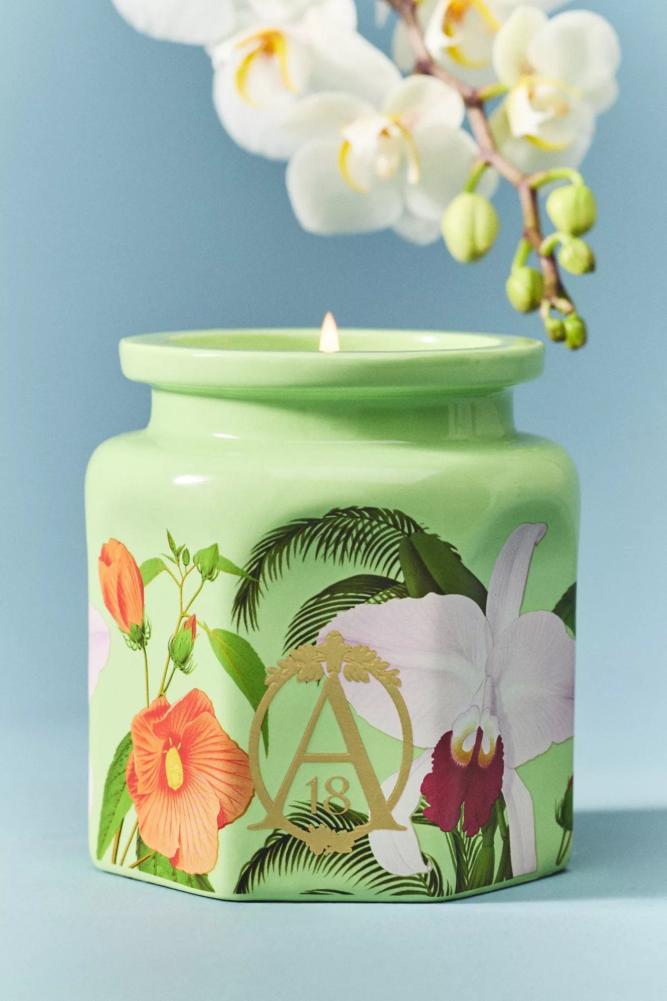 Apothecary 18 Floral Orchid & Amber Ceramic Candle