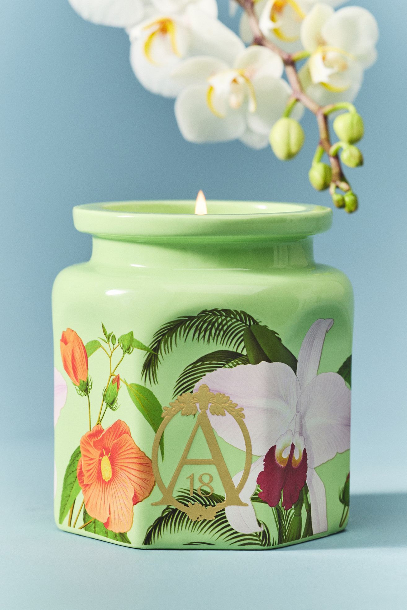 Apothecary 18 Floral Orchid & Amber Ceramic Candle - Orchid & Amber, M