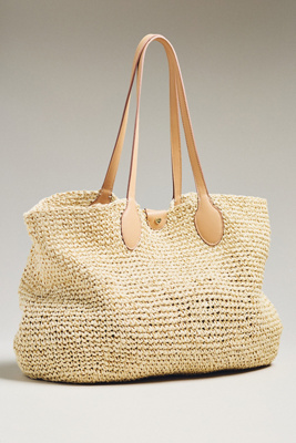 Stoney Clover Lane Woven Beach Tote In Nude
