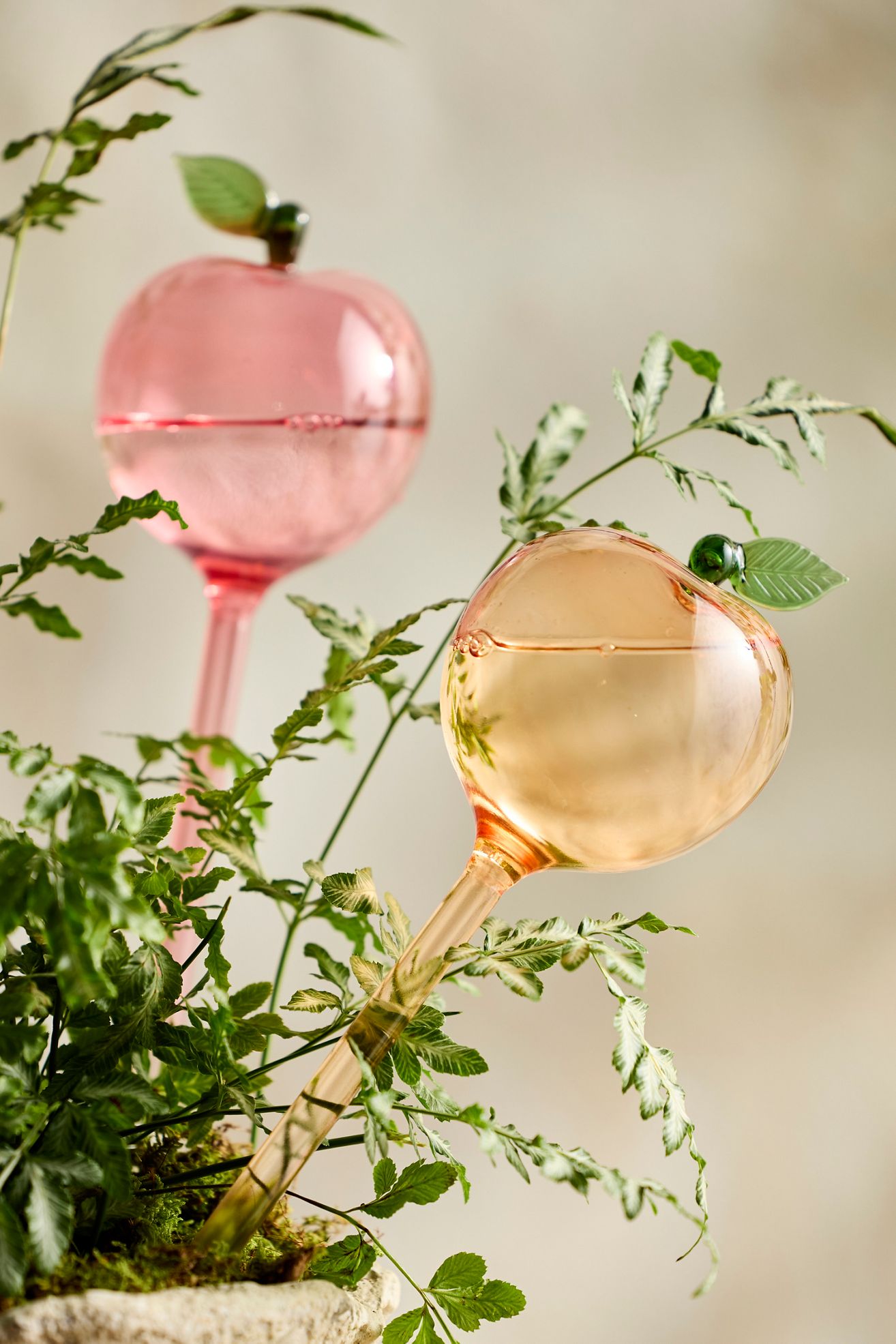Peach Watering Globes, Set of 2 - Peach, 11"