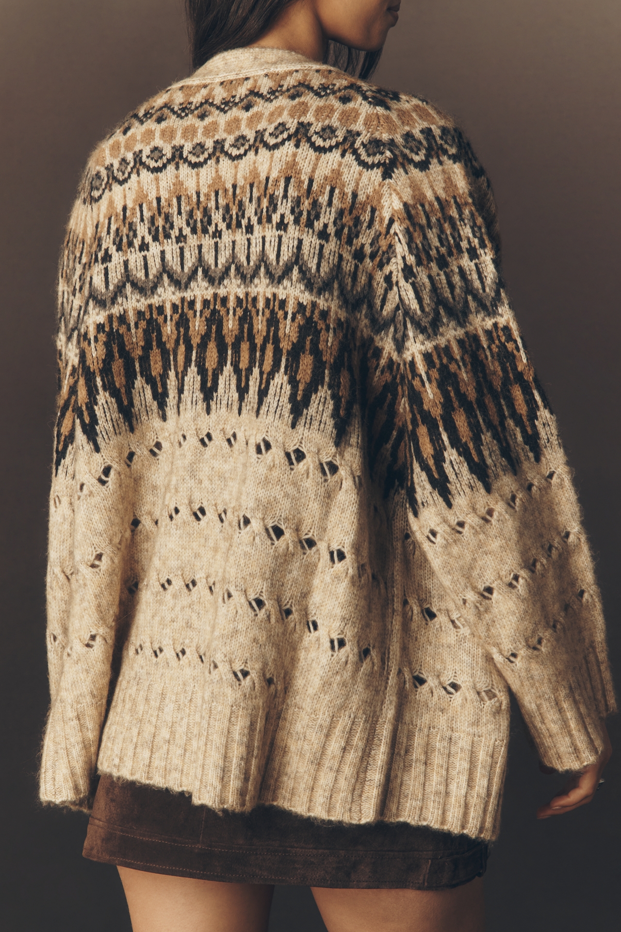 Mare Mare Embellished Fairisle Cardigan Sweater
