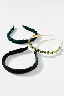 By Anthropologie Assorted Crystal Headbands, Set Of 3 In Blue