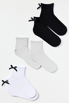 Lemon 3D Bow Detail Socks, Set of 3