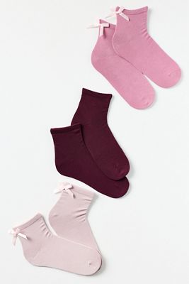 Lemon 3D Bow Detail Socks, Set of 3