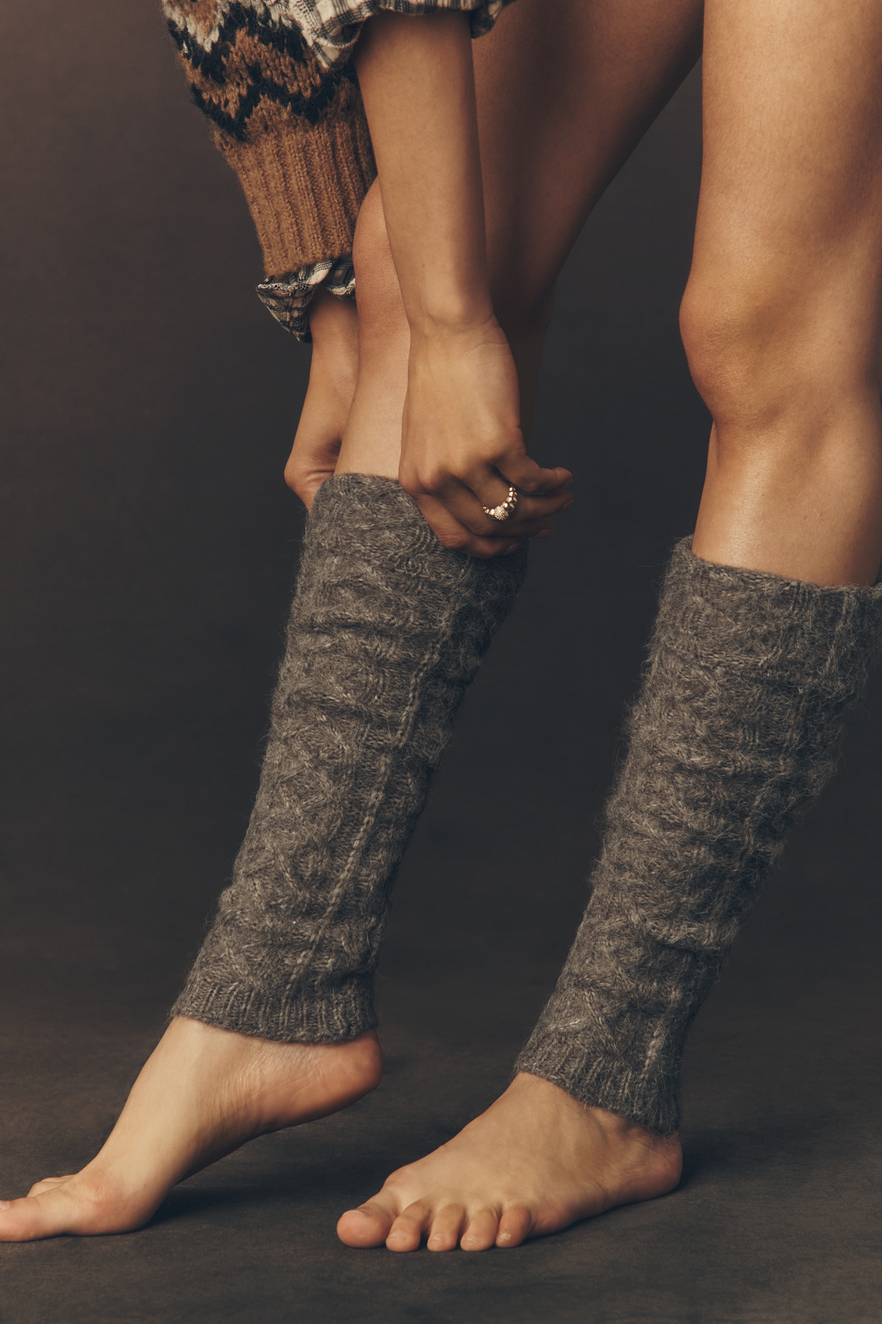 Lemon Cable-Knit Leg Warmers