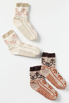 Lemon Fairisle Socks, Set of 2