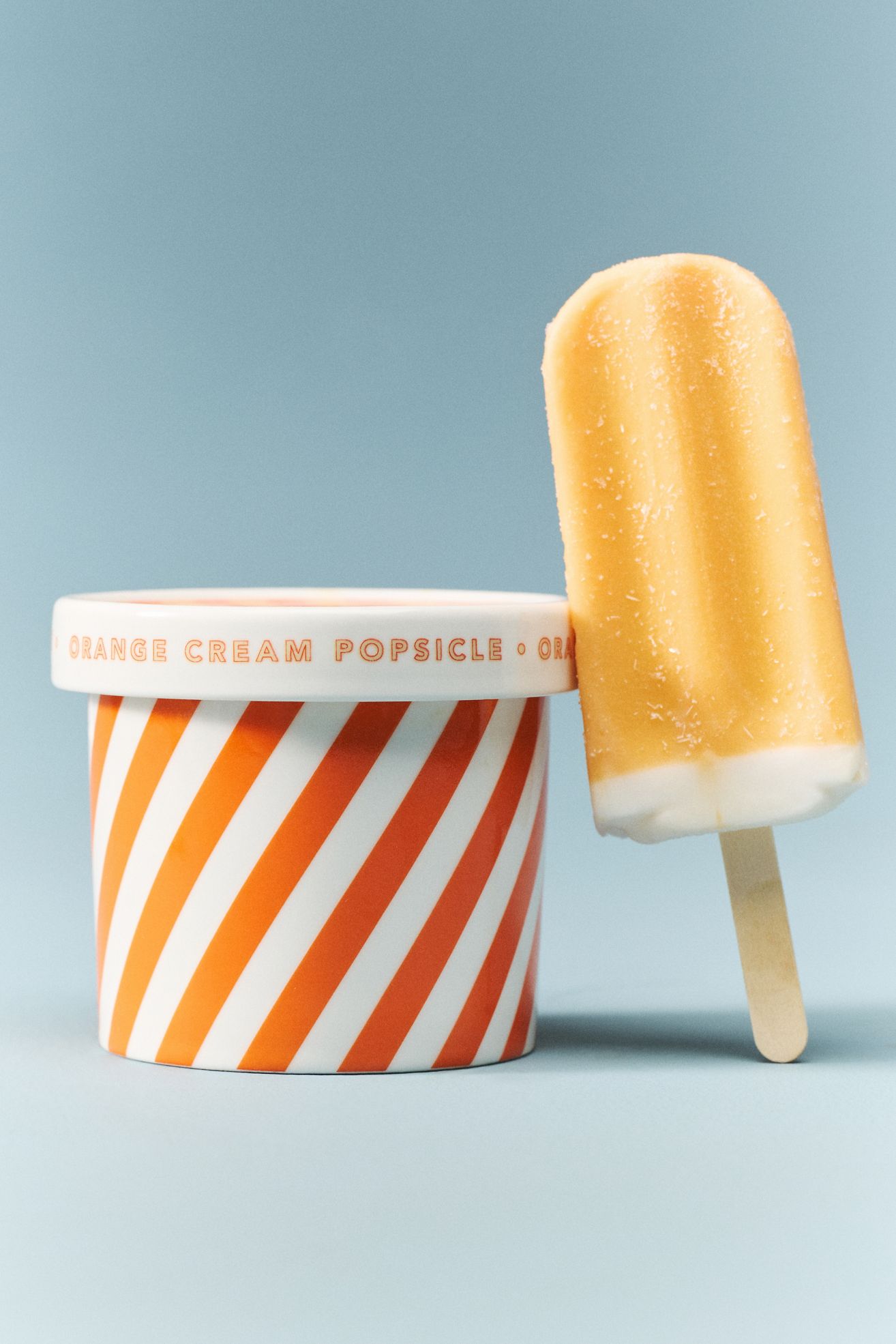 Gourmand Orange Cream Popsicle Ceramic Ice Cream Pint Candle - Orange Cream Popsicle, S
