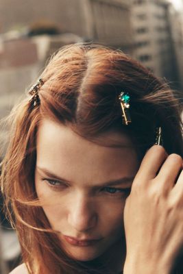 Gemstone Barrettes, Set of 6