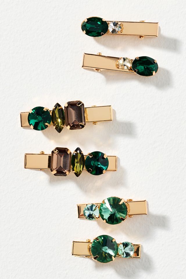 Gemstone Barrettes, Set of 6 #1