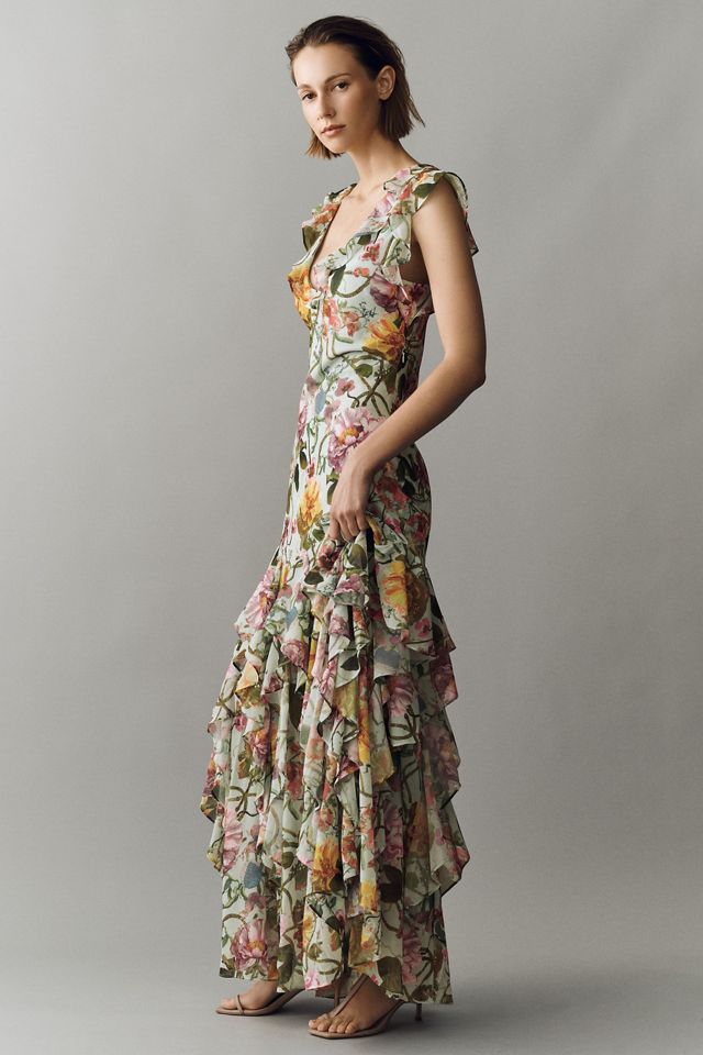 BHLDN Charlotte Chiffon Ruffle Maxi Dress #4