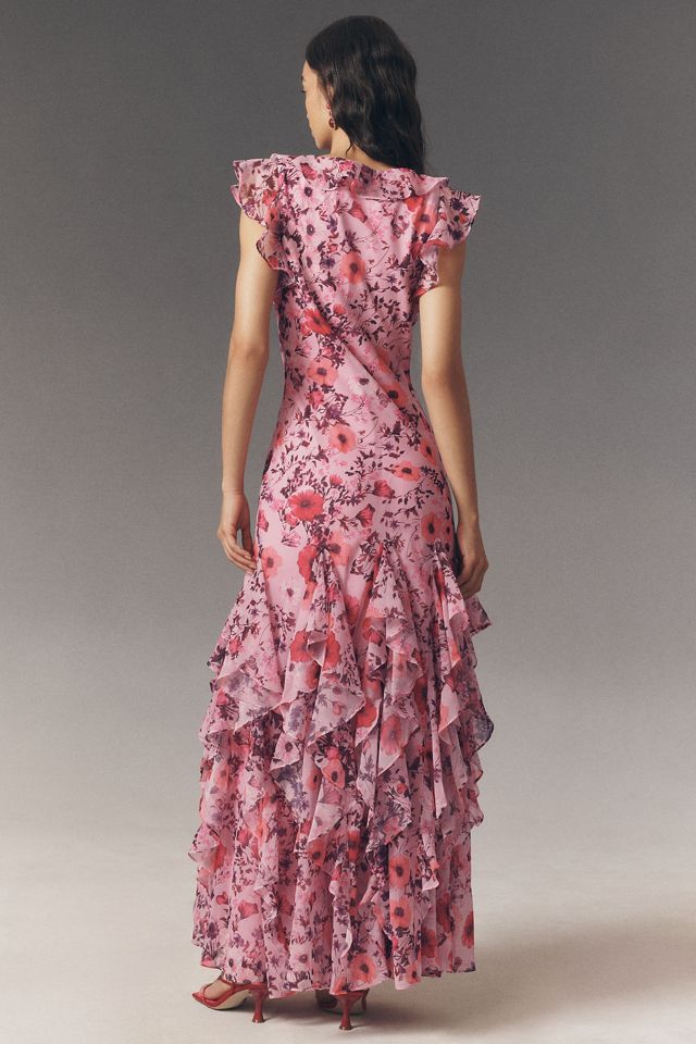 BHLDN Charlotte Chiffon Ruffle Maxi Dress | Anthropologie