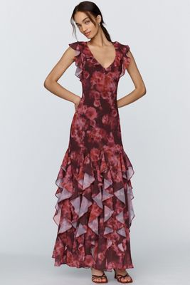 BHLDN Charlotte Chiffon Ruffle Maxi Dress