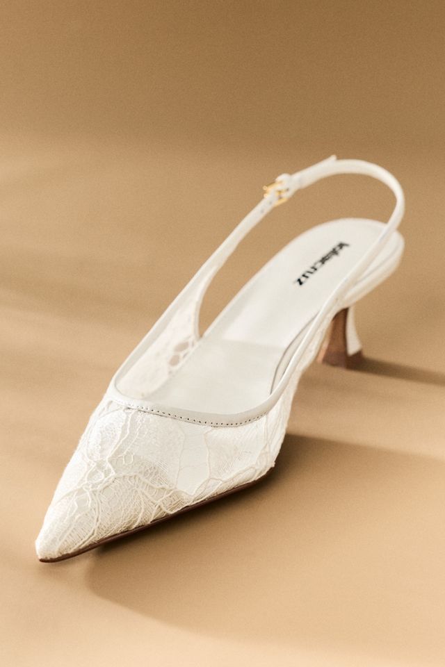 Lola Cruz Alberta Lace Kitten Pumps | Anthropologie