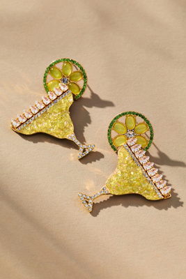 By Anthropologie Festive Cocktail Icon Earrings In Green