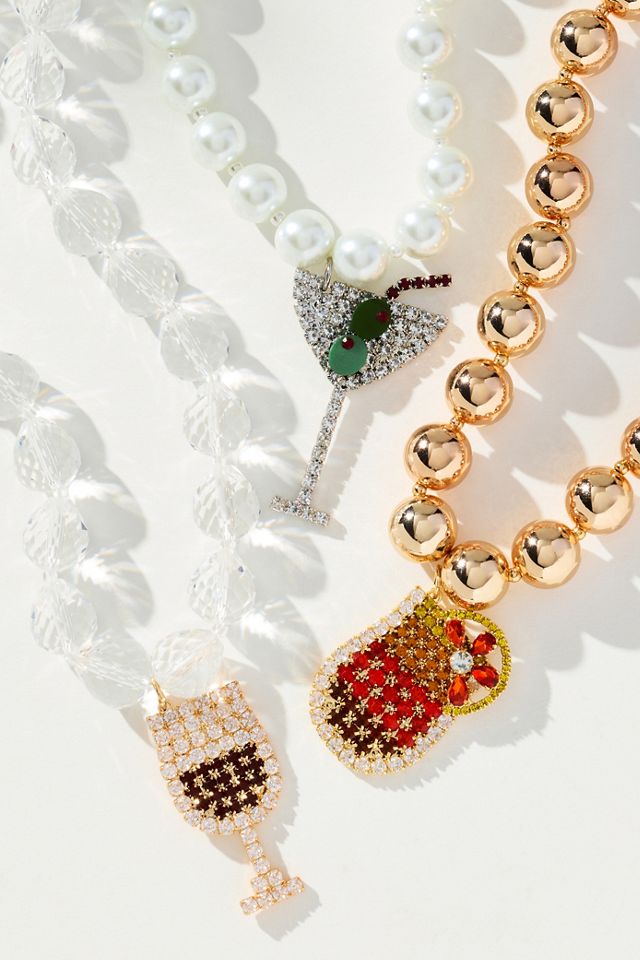 Festive Beaded Drink Charm Necklace #1