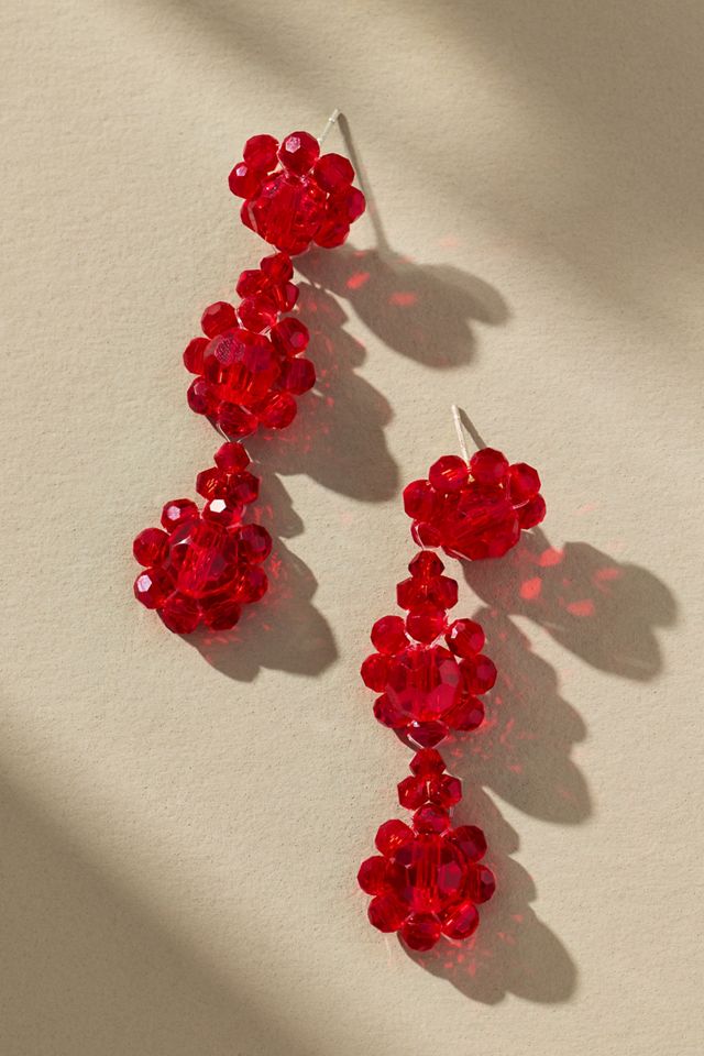 Beaded Floral Drop Earrings #1