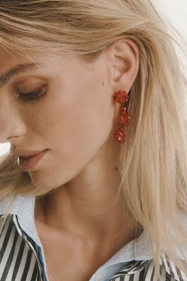 Beaded Floral Drop Earrings