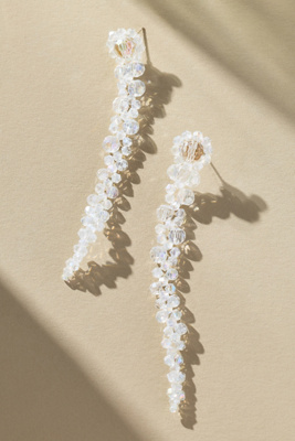 By Anthropologie Beaded Floral Drop Earrings In Transparent