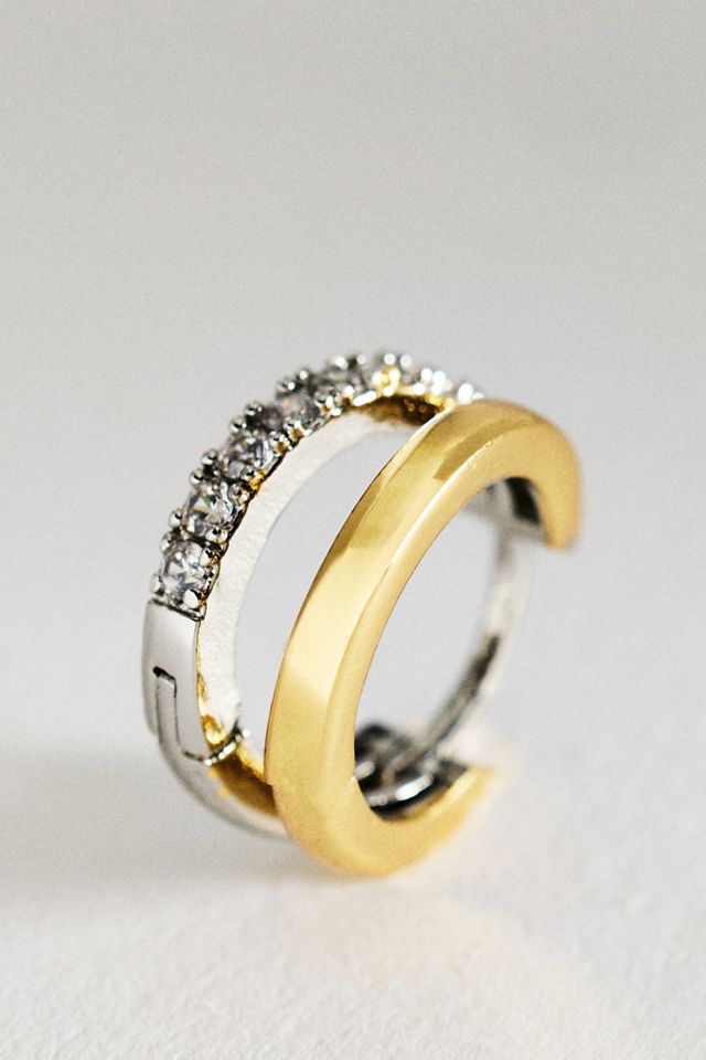 Two-Tone Glitz Hoop Earrings #1