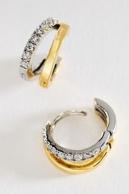 Two-Tone Glitz Hoop Earrings