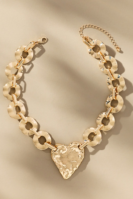By Anthropologie Chunky Heart Chain Necklace In Gold