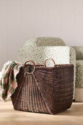 Rattan Large Handled Magazine Basket