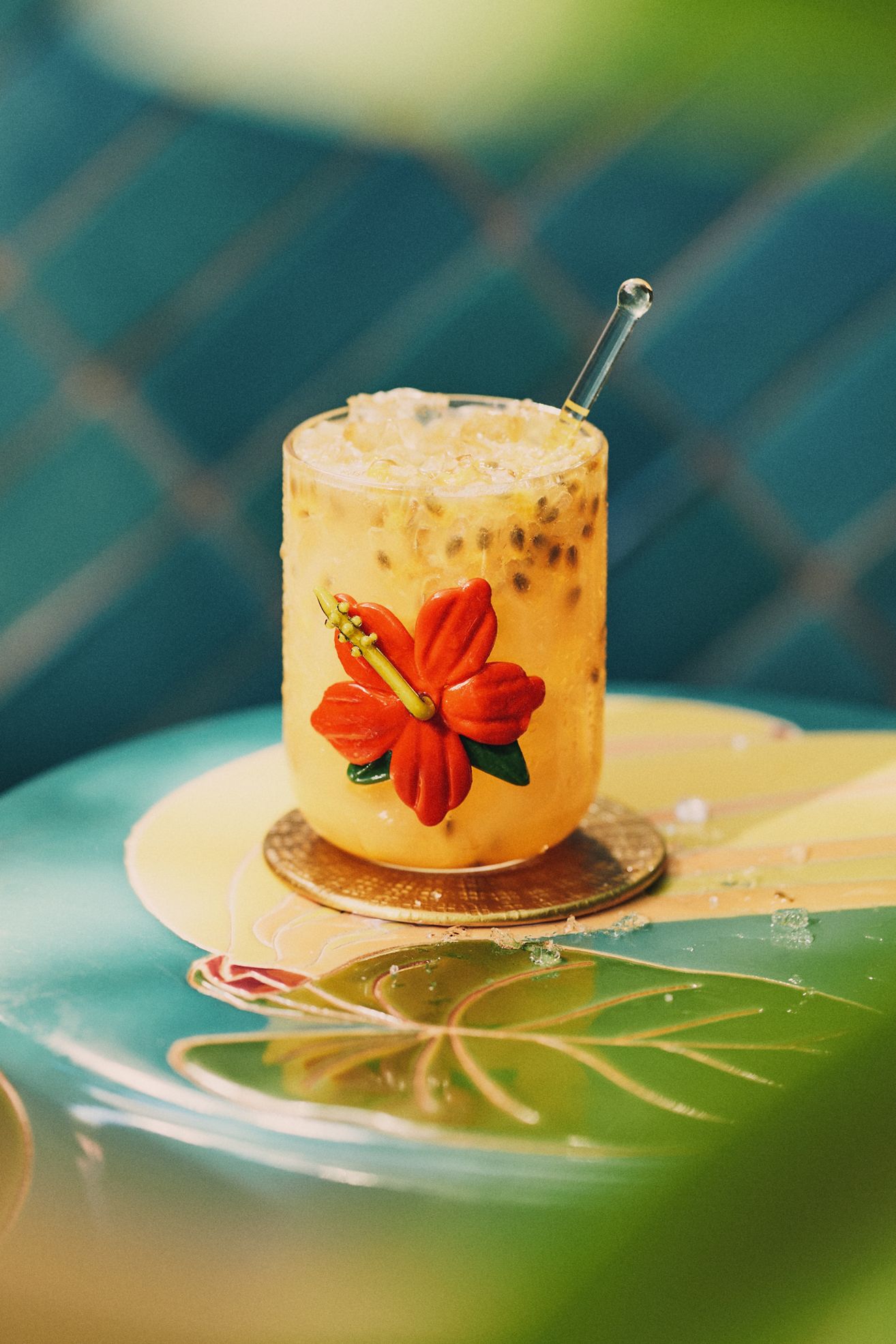The Love Notes Island Icon Juice Glass - Orange Hibiscus, One Size