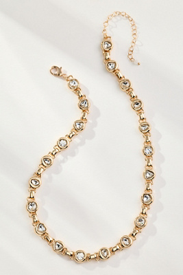 By Anthropologie Round Bezel Crystal Necklace In Gold
