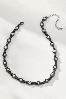 By Anthropologie Round Bezel Crystal Necklace In Silver