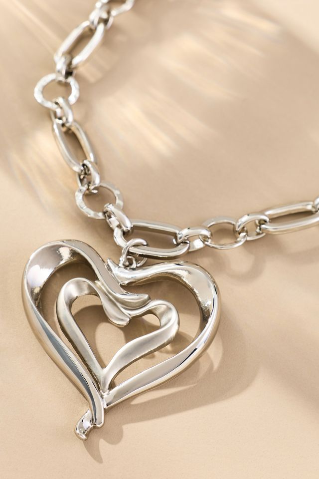 Chunky Chain Heart Pendant Necklace #1