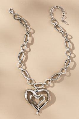 Chunky Chain Heart Pendant Necklace