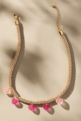By Anthropologie Candy Hearts Necklace In Pink