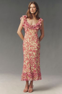 BHLDN Ruffle Chiffon Maxi Dress | Anthropologie