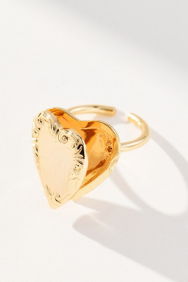 By Anthropologie Embellished Heart Cocktail Ring In Gold