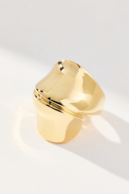 By Anthropologie Large Molten Wrap Cocktail Ring In Gold