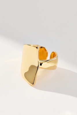 By Anthropologie Large Molten Cocktail Ring In Gold