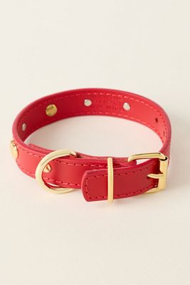FURB Nara Heart Studded Red Leather Pet Collar