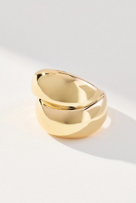 By Anthropologie Faux Stacked Metal Cocktail Ring In Gold
