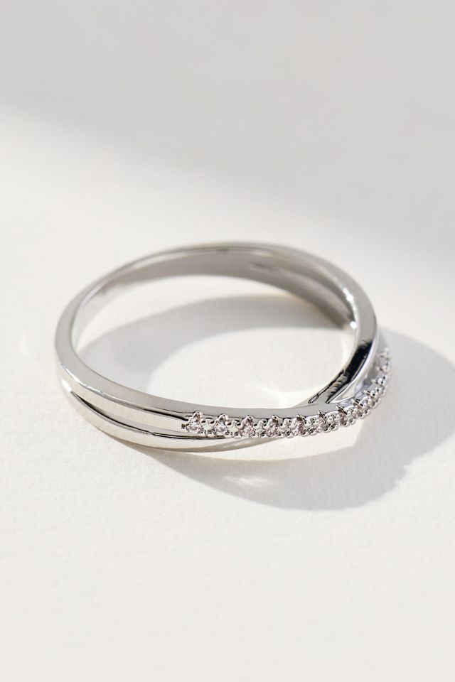 Delicate Crystal Thin Band Ring #1