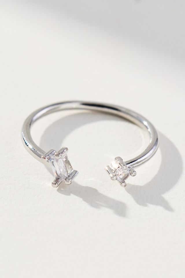 Delicate Rectangular Crystal Ring #1