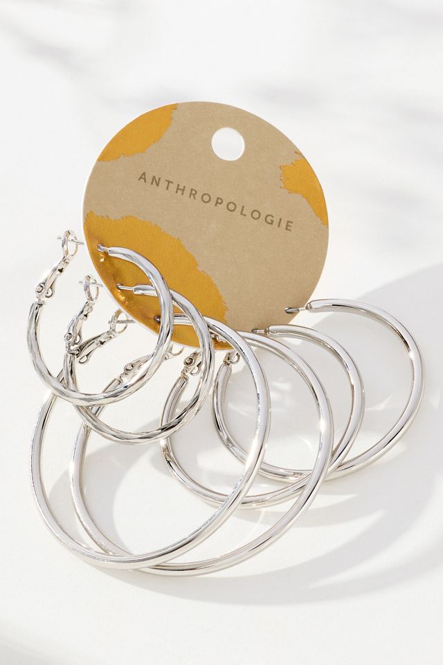 Thin Hoop Earrings, Set of 3 #1