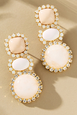 By Anthropologie Mixed Shape Crystal Drop Earrings In White