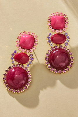 By Anthropologie Mixed Shape Crystal Drop Earrings In Purple