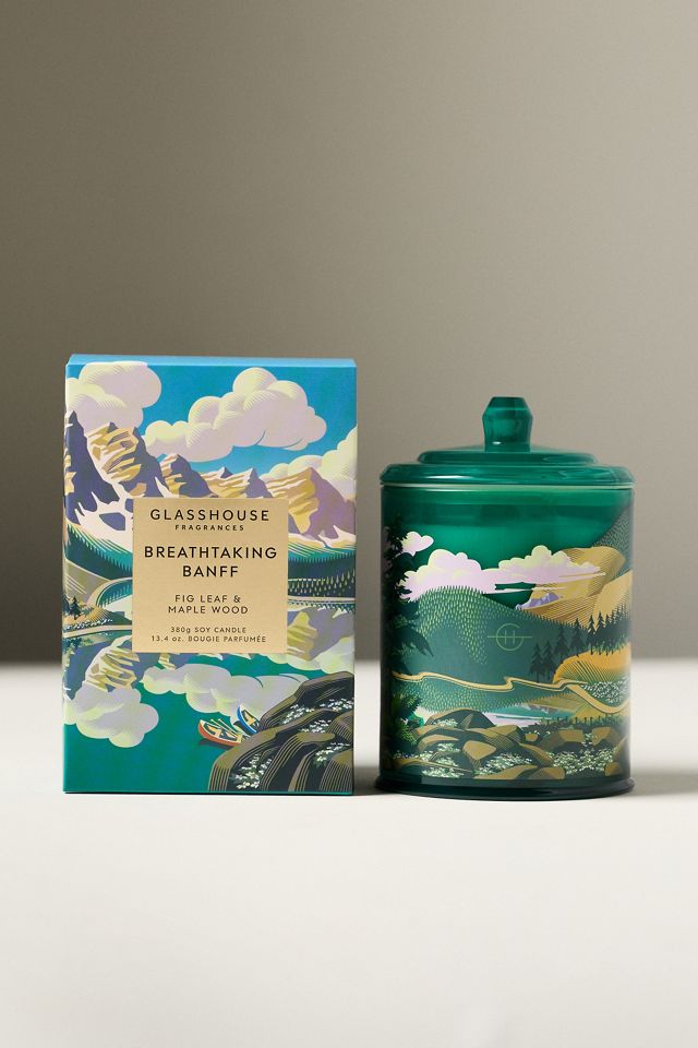 Glasshouse Fragrances Woody Breathtaking Banff Glass Candle #1