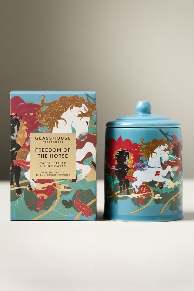 Glasshouse Fragrances Woody Freedom of the Horse Ceramic Candle #1