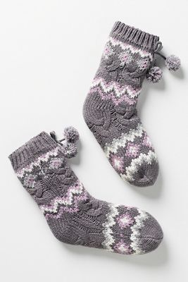 MUK LUKS Chunky Pom Pom Tall Cabin Socks